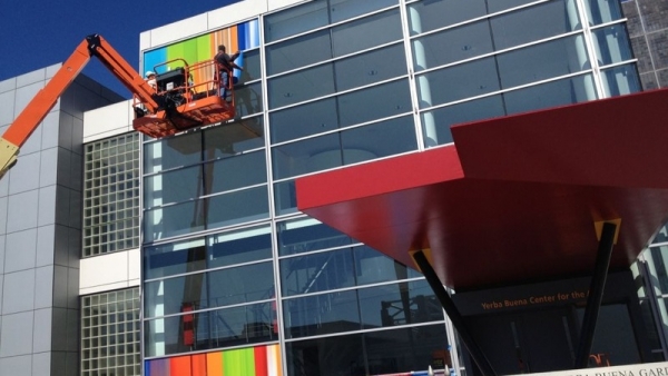 Apple Is Getting Ready: Colorful Banners Going Up Outside Of The Yerba Buena Center [UPDATED]