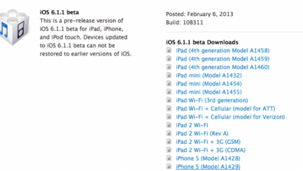 iOS 6.1.1 Has Been Released To Developers