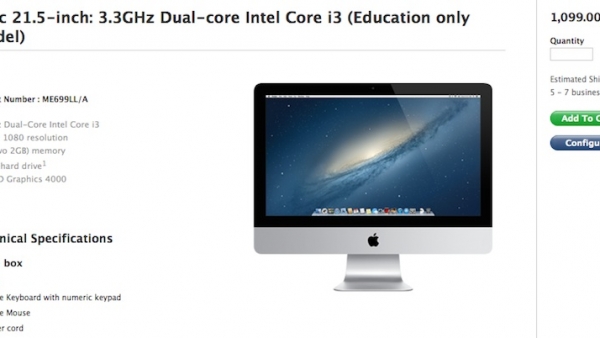 Apple Launches $1,099 21.5-Inch iMac For Educational Institutions